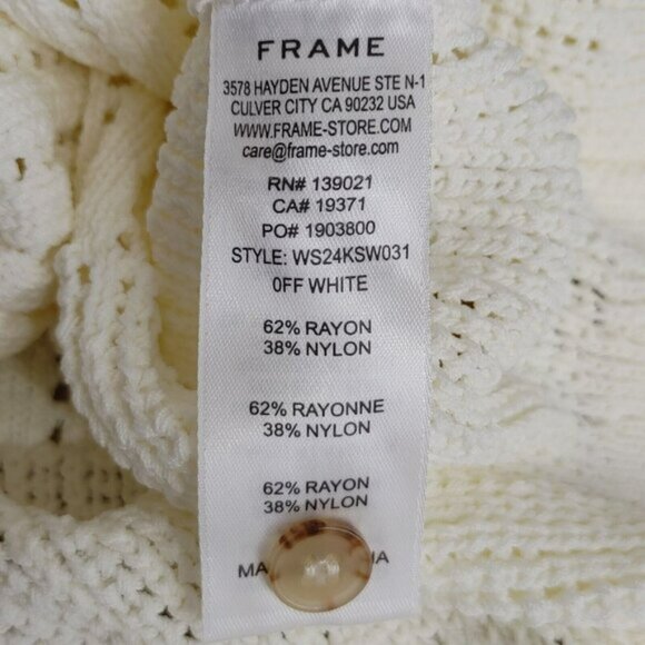 FRAME Shrunken Crochet Cardigan Ivory / Off White Women's Size Small - Picture 9 of 13